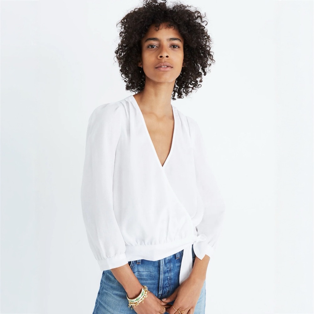 Madewell Wrap Top in Eyelet White